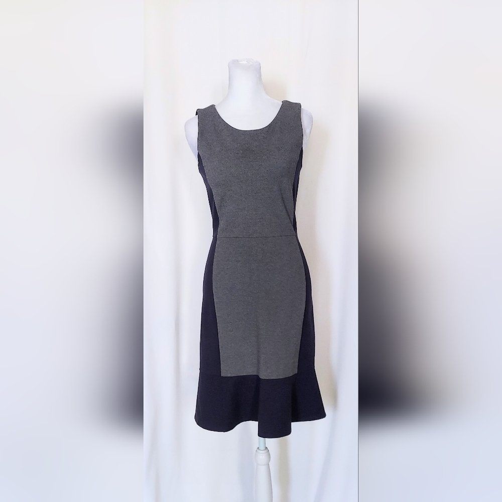 J. Crew Knit Sleeveless Silhouette Dress Navy Blue Gray Size 00